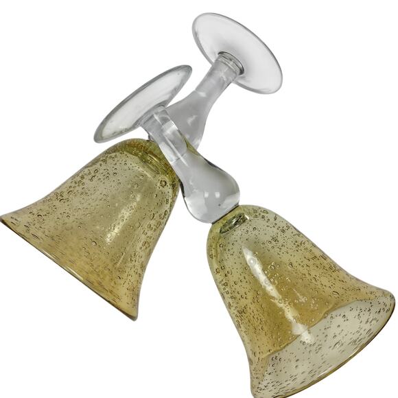 2 Artland Amber Margarita Wine Water Glasses Goblet Handblown Controlled Bubbles - Picture 3 of 9